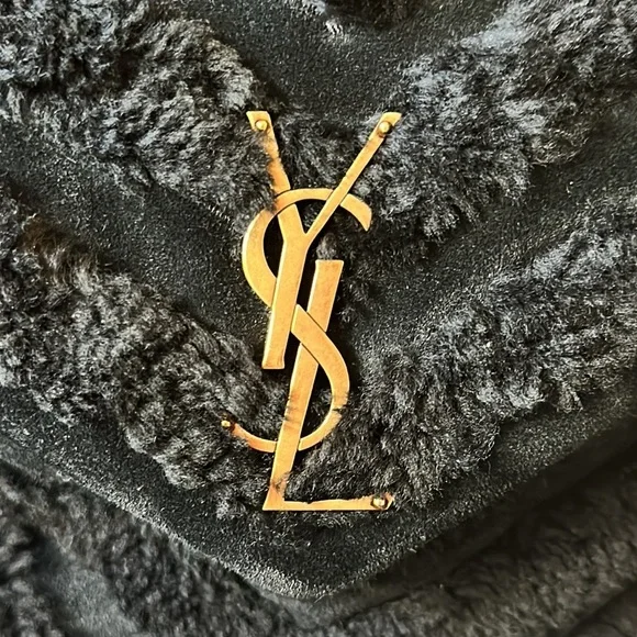 Authentic Yves Saint Laurent Black Loulou Suede & Shearling Shoulder Bag - Picture 7 of 13